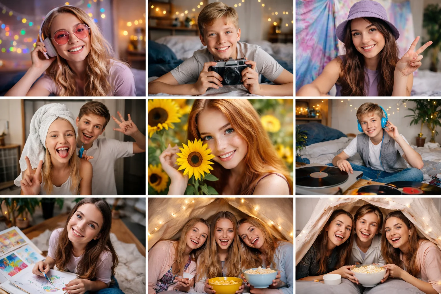 Креативные портреты подростков дома