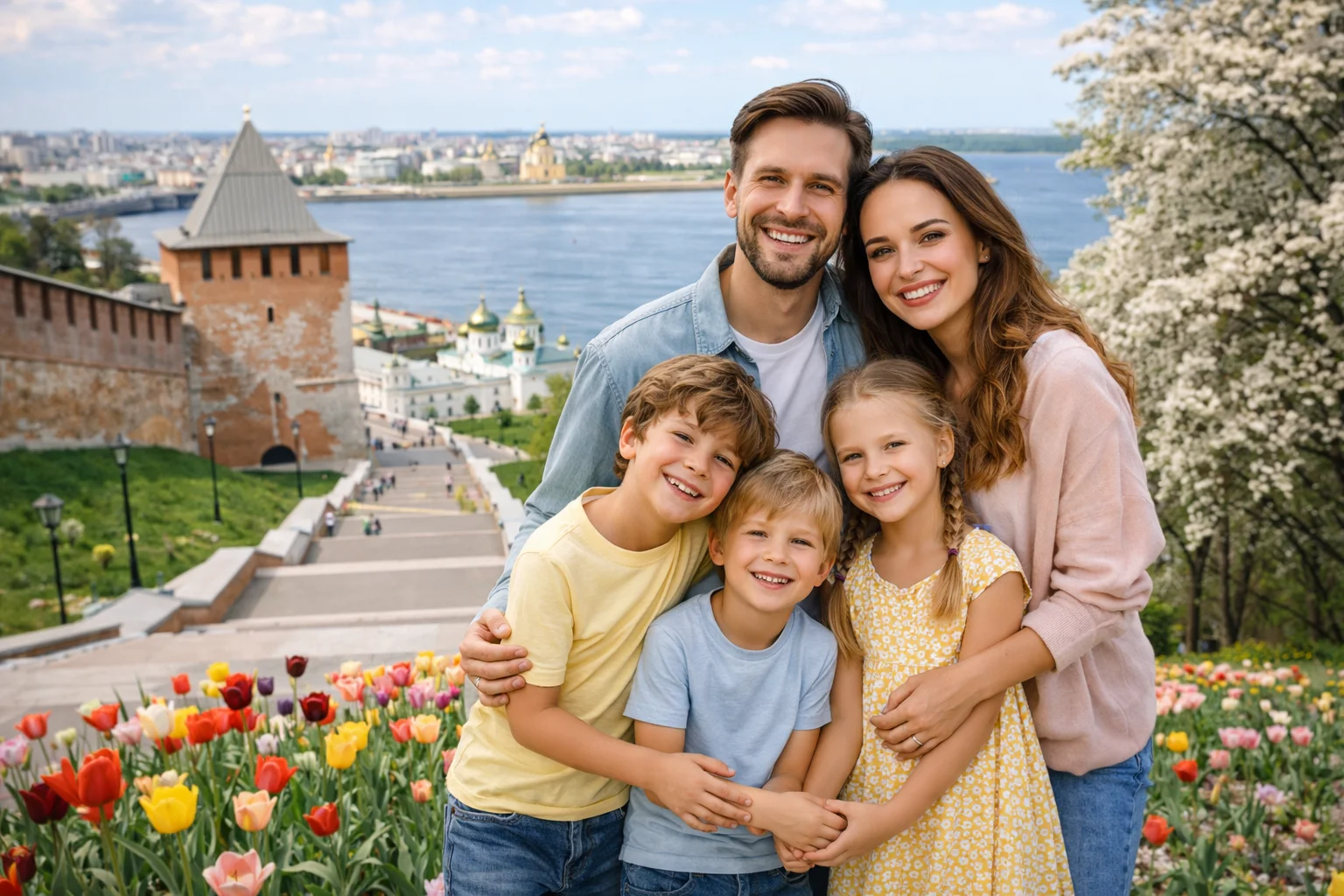 Весенние прогулки для семейной фотосессии в Нижнем Новгороде