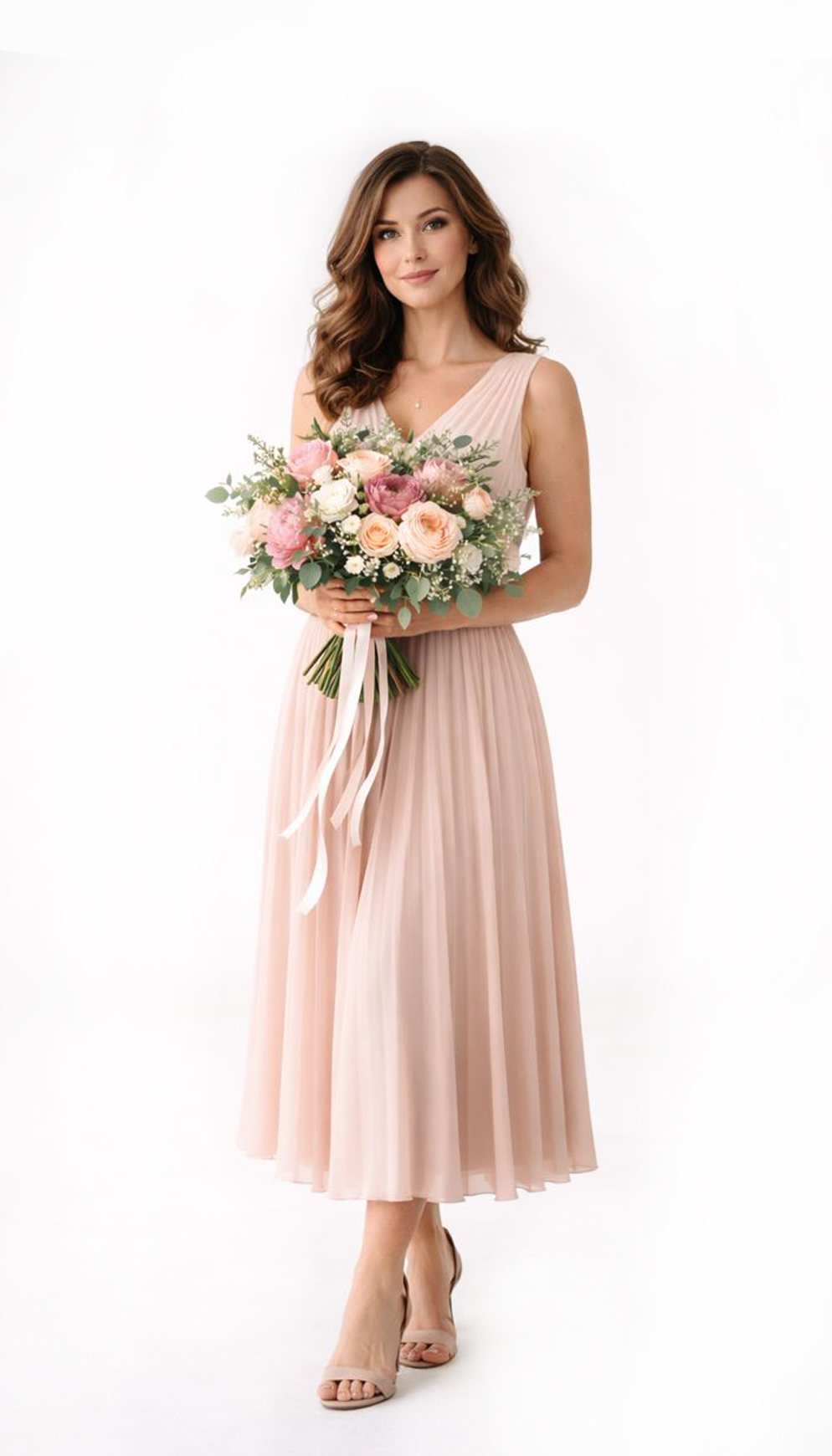 Светлая фотосессия к 8 марта в белом зале с циклорамой