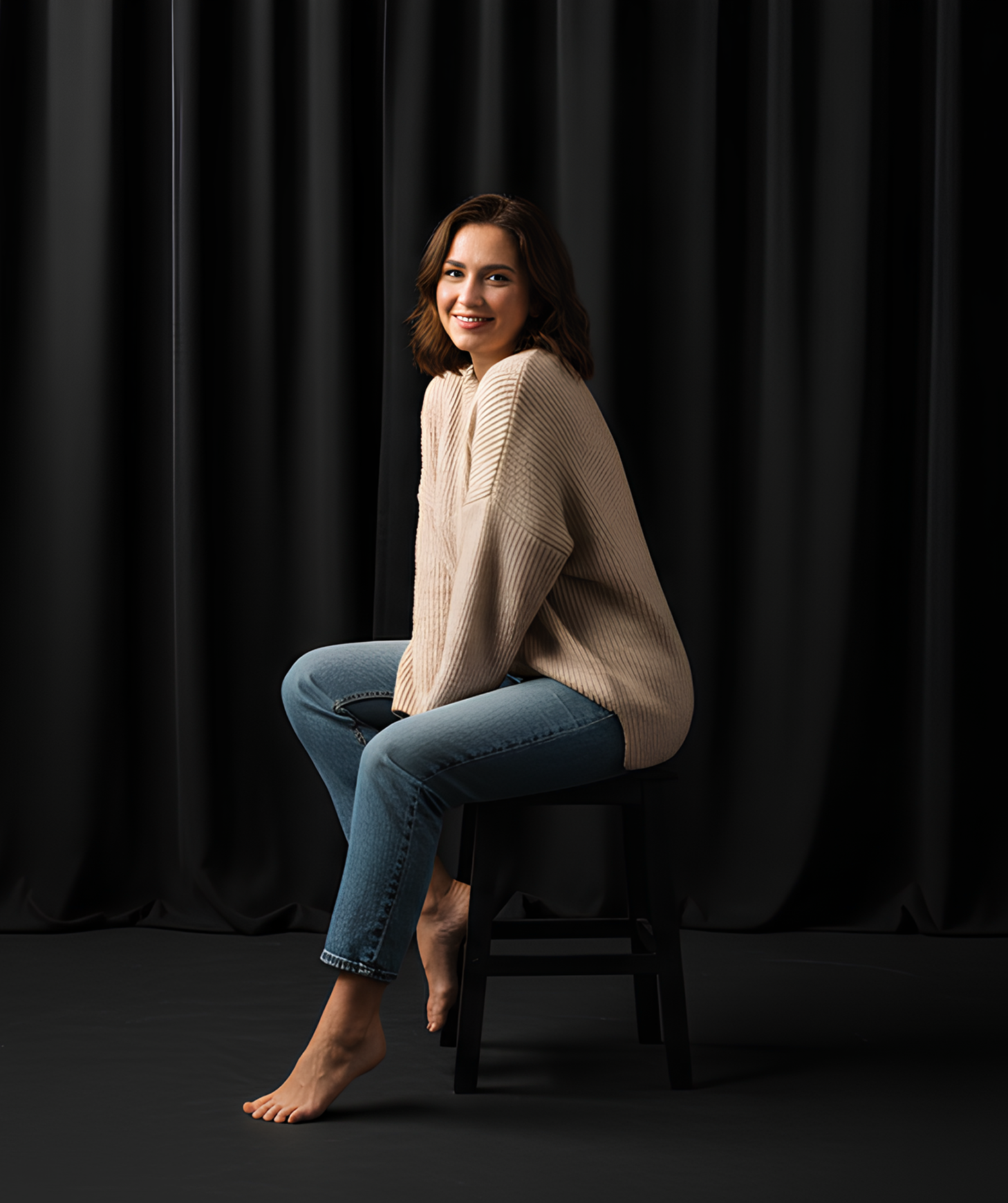 Контрастная съёмка в чёрном зале